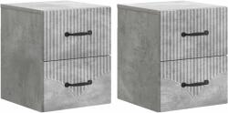 vidaXL Set 2 noptiere suspendate gri beton cu 4 sertare, 34, 5x33x40 cm (898982)