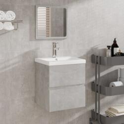 vidaXL Dulap cu chiuveta de baie si oglinda, gri beton GartenMobel Dekor (3114174)