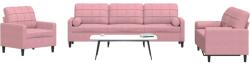 vidaXL Set canapele cu perne/rulouri, 3 piese, roz, catifea GartenMobel Dekor (3278454) Canapea
