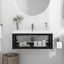 vidaXL Cadru chiuveta de baie pentru perete, negru, 79x38x31 cm, fier GartenMobel Dekor (338495)