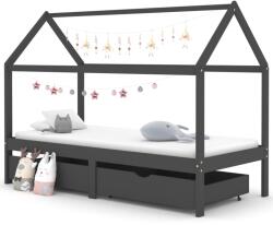 vidaXL Cadru pat copii cu sertare gri închis 90x200 cm lemn masiv pin GartenMobel Dekor (322144)