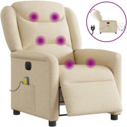 vidaXL Fotoliu electric de masaj rabatabil, crem, textil GartenMobel Dekor (3303192)