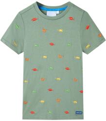 vidaXL Tricou pentru copii cu maneci scurte, kaki, 128 GartenMobel Dekor (11767)