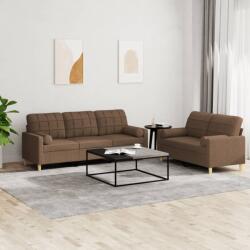 vidaXL Set de canapele cu perne, 2 piese, maro, textil GartenMobel Dekor (3201325) Canapea