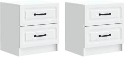 vidaXL Set 2 noptiere albe cu 4 sertare, 43 x 34, 5 x 44, 5 cm, lemn prelucrat (895676)