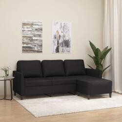 vidaXL Canapea cu 3 locuri si taburet, negru, 180 cm, piele ecologica GartenMobel Dekor (3201122) Canapea