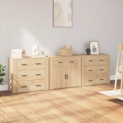 vidaXL Servante, 3 piese, stejar sonoma, lemn prelucrat GartenMobel Dekor (3185426) Comoda