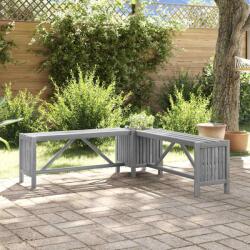 vidaXL Banca gradina de colt cu jardiniera 117cm gri lemn masiv acacia GartenMobel Dekor (311824)