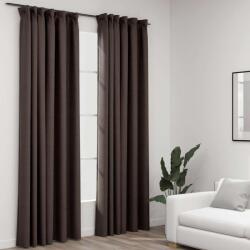 vidaXL Perdele opace aspect panza carlige 2 buc. gri taupe 140x225 cm GartenMobel Dekor (321205)