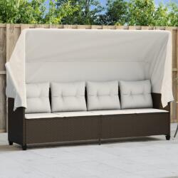 vidaXL Sezlong cu baldachin si perne, maro, poliratan GartenMobel Dekor (368336)