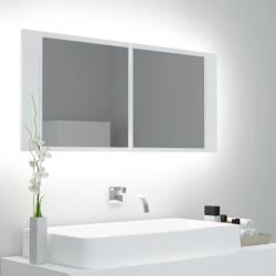vidaXL Dulap de baie cu oglinda si LED, alb, 100x12x45 cm, acril GartenMobel Dekor (804980)