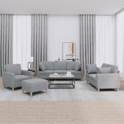 vidaXL Set de canapele cu perne, 4 piese, gri deschis, material textil GartenMobel Dekor (3202078) Canapea