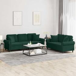 vidaXL Set canapea cu perne, 2 piese, verde închis, catifea GartenMobel Dekor (3202272) Canapea