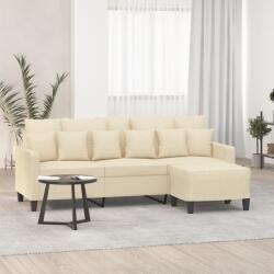 vidaXL Canapea cu 3 locuri cu taburet, crem, 180 cm, material textil GartenMobel Dekor (3201091) Canapea