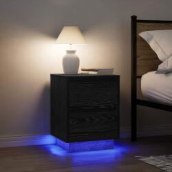 vidaXL Noptiere cu lumini LED 2 buc Negru 38x34x50 cm GartenMobel Dekor (861286)