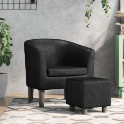 vidaXL Fotoliu tip cuva cu taburet, negru, piele ecologica GartenMobel Dekor (356491)