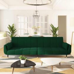 vidaXL Canapea extensibila cu 2 locuri, 2 perne, verde închis, catifea GartenMobel Dekor (337584) Canapea