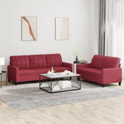 vidaXL Set de canapele cu perne, 2 piese, rosu vin, piele ecologica GartenMobel Dekor (3201381) Canapea