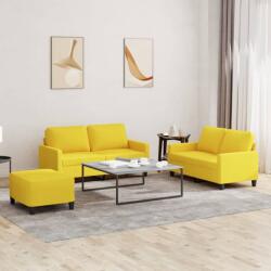 vidaXL Set de canapele cu perne, 3 piese, galben deschis, textil GartenMobel Dekor (3201457) Canapea