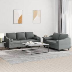 vidaXL Set de canapele cu perne, 2 piese, gri închis, material textil GartenMobel Dekor (3201851) Canapea