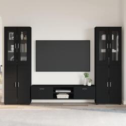 vidaXL Set comoda TV cu sertar cu usa FLORIN 3 pcs Negru Lemn compozit GartenMobel Dekor (3397995)