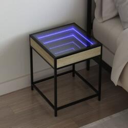 vidaXL Noptiera cu LED infinity, stejar sonoma, 40x40x51 cm GartenMobel Dekor (3284092)