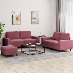 vidaXL Set de canapea, 3 piese, rosu vin, material textil GartenMobel Dekor (3201896) Canapea