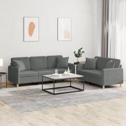 vidaXL Set de canapele cu perne, 2 piese, gri închis, material textil GartenMobel Dekor (3202135) Canapea