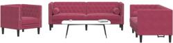 vidaXL Set canapele Chesterfield perne rulou 3 piese rosu vin catifea GartenMobel Dekor (3209285) Canapea