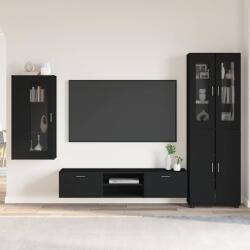 vidaXL Set comoda TV cu sertar cu usa FLORIN 3 pcs Negru Lemn compozit GartenMobel Dekor (3397965)