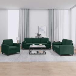 vidaXL Set canapea cu perne, 3 piese, verde închis, catifea GartenMobel Dekor (3201956) Canapea
