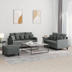 vidaXL Set de canapele cu perne, 3 piese, gri închis, textil GartenMobel Dekor (3201657) Canapea