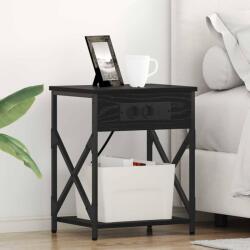 vidaXL Noptiera stejar negru cu statie de încarcare, 41 x 31 x 51 cm (859505)