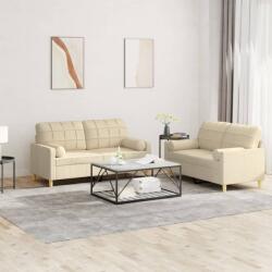 vidaXL Set de canapele cu perne, 2 piese, crem, material textil GartenMobel Dekor (3201292) Canapea