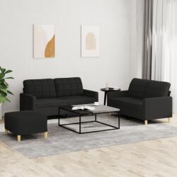 vidaXL Set de canapele cu perne, 3 piese, negru, textil GartenMobel Dekor (3201286) Canapea