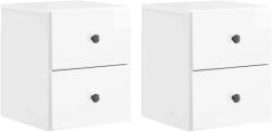 vidaXL Set 2 noptiere suspendate cu 2 sertare, alb lucios, 34, 5x33x40 cm (899154)