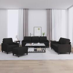 vidaXL Set de canapele cu perne, 4 piese, negru, textil GartenMobel Dekor (3201440) Canapea