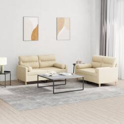 vidaXL Set de canapele cu perne, 2 piese, crem, material textil GartenMobel Dekor (3201586) Canapea