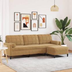 vidaXL Canapea cu 3 locuri si taburet, maro, 210 cm, catifea GartenMobel Dekor (3278284) Canapea