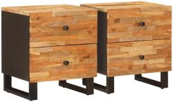 vidaXL Set 2 noptiere maro din lemn masiv de mango, 40 x 33 x 46 cm, 4 sertare (4018295)