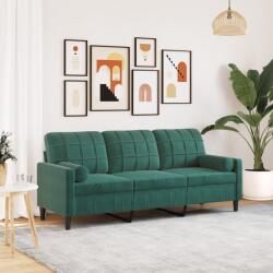 vidaXL Canapea cu 3 locuri cu pernute, verde închis, 180 cm, catifea GartenMobel Dekor (3278231) Canapea