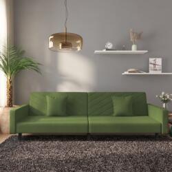 vidaXL Canapea extensibila cu 2 locuri, 2 perne, verde închis catifea GartenMobel Dekor (375920) Canapea