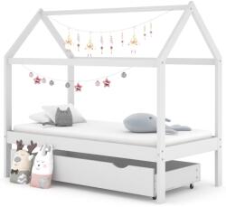 vidaXL Cadru pat de copii cu un sertar, alb, 80x160 cm, lemn masiv pin GartenMobel Dekor (322140)
