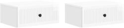 vidaXL Set 2 noptiere suspendate alb lucios, 49 x 34, 5 x 20 cm, cu sertar (897944)