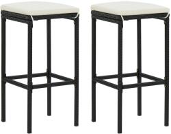 vidaXL Scaune de bar cu perne, 2 buc. , negru, poliratan GartenMobel Dekor (313440)