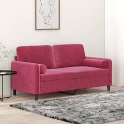 vidaXL Canapea cu 2 locuri cu pernute, rosu vin, 140 cm, catifea GartenMobel Dekor (3200885) Canapea