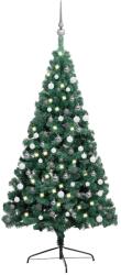 vidaXL Jumatate brad Craciun artificial cu set globuri verde 210 cm GartenMobel Dekor (3077652)