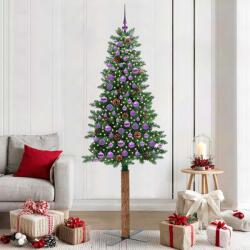 vidaXL Brad de Craciun subtire Verde 210 cm PVC si lemn de PIN masiv GartenMobel Dekor (3394883)