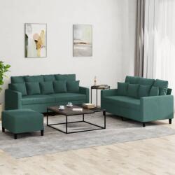 vidaXL Set de canapele cu perne, 3 piese, verde închis, catifea GartenMobel Dekor (3201712) Canapea