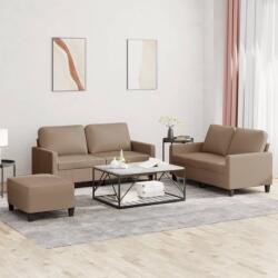 vidaXL Set de canapele cu perne, 3 piese, cappuccino, piele ecologica GartenMobel Dekor (3201417) Canapea